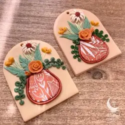 گوشواره هنری گل و گلدان - شاپ اکسسوری