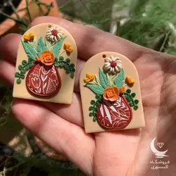 گوشواره هنری گل و گلدان - شاپ اکسسوری
