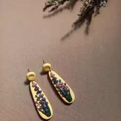 گوشواره هنری طرح گل لوندر - شاپ اکسسوری