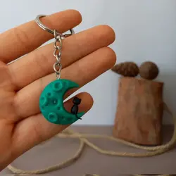 آویز گربه و مهتاب (آویز کیف، گوشی، کوله، کلید، سوئیچ) - شاپ اکسسوری