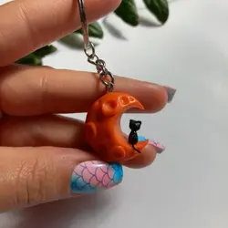 آویز گربه و مهتاب (آویز کیف، گوشی، کوله، کلید، سوئیچ) - شاپ اکسسوری