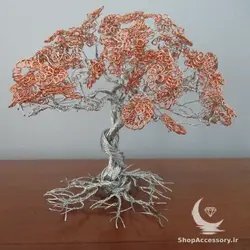 درخت مفتولی با برگ های مسی - شاپ اکسسوری