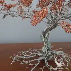 درخت مفتولی با برگ های مسی - شاپ اکسسوری