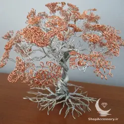 درخت مفتولی با برگ های مسی - شاپ اکسسوری