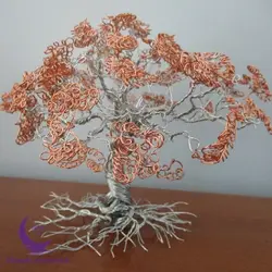 درخت مفتولی با برگ های مسی - شاپ اکسسوری