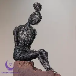 مجسمه مفتولی بانوی نشسته - شاپ اکسسوری