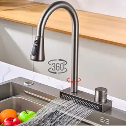 شیر ظرفشویی آبشاری وارداتی طوسی و مشکی