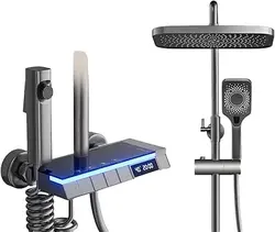 دوش حمام دیجیتالی پیانویی مشکی و طوسی با گارانتی