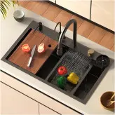 سینک آبشاری ولومی دودی به همراه گارانتی (شیر تصفیه سمت چپ)