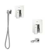 ست شیرآلات کسری مدل دامون (فلت) توکار کروم (روشویی و توالت)