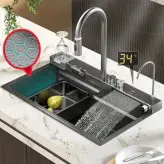 سینک 3 کلید پیانویی آبشاری دودی به همراه گارانتی