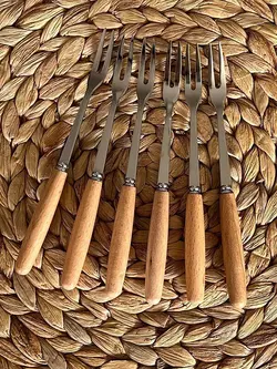 چنگال زیتون خوری دسته چوبی