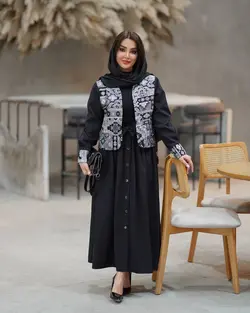 کراپ کت و دامن کلوش کمربند دار مخمل ژاکارد درجه یک و لنینت عیدانه  زنانه