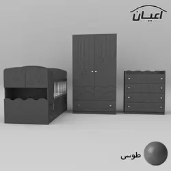 سرویس تخت و کمد کودک و نوزاد اعیان مدل FH594 مجموعه سه عددی