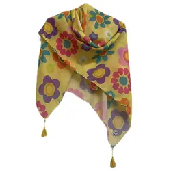 روسری دخترانه مدل نخ اسپان منگوله دار کد 1475