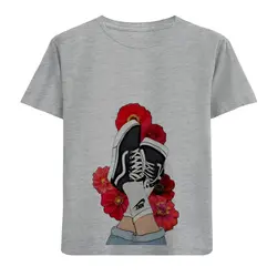 تی شرت آستین کوتاه دخترانه مدل پا و گل D333