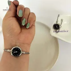 خریدو قیمت ساعت دستبندی بنگلی زنانه( النگویی)صفحه مشکی-سفید|