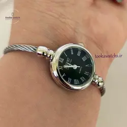 خریدو قیمت ساعت دستبندی بنگلی زنانه( النگویی)صفحه مشکی-سفید|