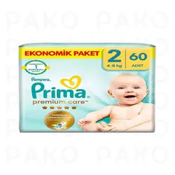 پوشک بچه پریما مدل premium care سایز 2 بسته 60 عددی - فروشگاه پاکو