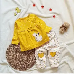 بلوز و شلوار دخترانه خرگوش گل گلی زرد