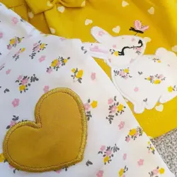 بلوز و شلوار دخترانه خرگوش گل گلی زرد