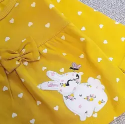 بلوز و شلوار دخترانه خرگوش گل گلی زرد