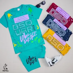 تیشرت وشلوارک اسپرت پسرانه نگین دار