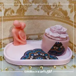 ست گل رز (سینی + شمع اغوشی + جاجوهری + جاعودی) - گیفتی‌‌ باکس|کادو - هدیه - محصولات دکوری