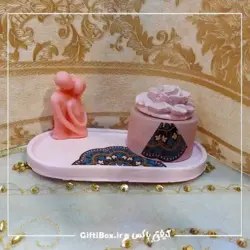 ست گل رز (سینی + شمع اغوشی + جاجوهری + جاعودی) - گیفتی‌‌ باکس|کادو - هدیه - محصولات دکوری
