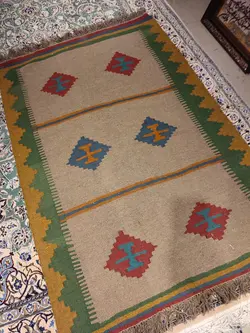 گلیم دستباف یک و نیم متری طرح لوزی کد 51 مدل 38547481