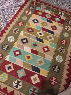 گلیم دستباف یک و نیم متری طرح لوزی کد 49 مدل 38546584
