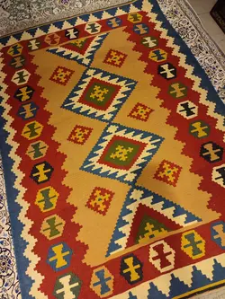 گلیم دستباف دو و نیم متری طرح لوزی کد 47 مدل 38200310