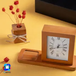 ست هدیه ساعت و گلدان و گل