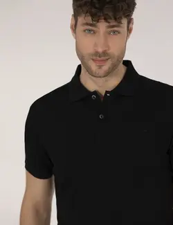 تی شرت یقه چوگان معمولی فیت مشکی Mercerized (ارسال مستقیم از ترکیه 7الی20روز کاری)