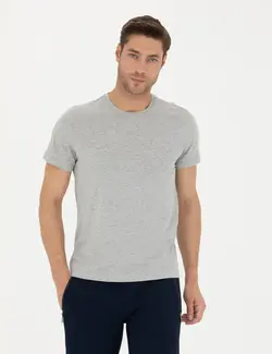 تی شرت پایه باریک ملانژ خاکستری روشن  (ارسال مستقیم از ترکیه و تحویل ۷ الی ۲۰ روز کاری)