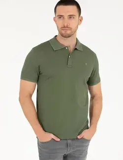 تی شرت چوگان یقه اسلیم فیت خاکی مرسریز  (ارسال مستقیم از ترکیه 7الی20روز کاری)