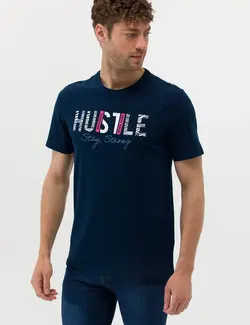 تی شرت یقه خدمه چاپ شده باریک آبی نای( ارسال مستقیم از ترکیه و تحویل ۷ الی ۲۰ روز کاری)