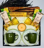 ست هدیه ممتاز فنجان قهوه و لیوان کریستال و شمع معطر و عود