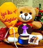 هدیه تولد گلوله کریستالی سه بعدی پری و خرس عروسکی مخملی