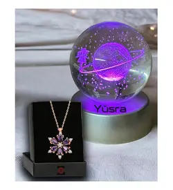 ست هدیه گوی تغییر رنگ LED شیشه‌ای روشن زحل