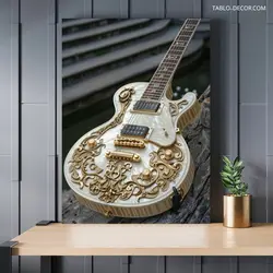 قیمت و خرید تابلو دکوراتیو مدرن گیتار برقی سفید رنگ White electric guitar - تابلو دکور