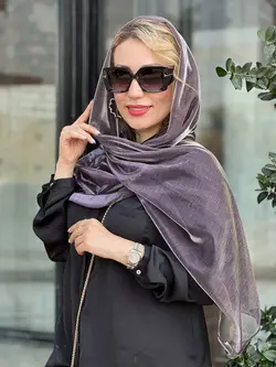 شال حریر شیشه ای لیزری طیفی بنفش روشن با مسی عدسی