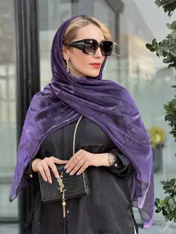 شال حریر شیشه ای لیزری بنفش تیره