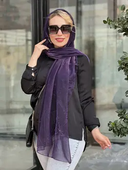 شال حریر شیشه ای لیزری بنفش تیره