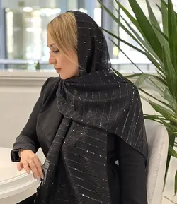 شال لمه مجلسی مشکی با پولک مشکی