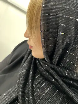 شال لمه مجلسی مشکی با پولک مشکی