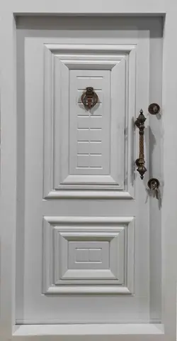 درب ضد سرقت pvc دوقاب بیتا سفید با ست یراق لوکس و قفل ایرانی