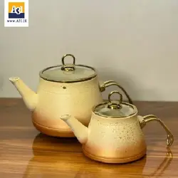 کتری و قوری گرانیتی شاهین رنگ کرم مسی - فروشگاه اینترنتی آ سی و یک