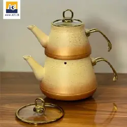 کتری و قوری گرانیتی شاهین رنگ کرم مسی - فروشگاه اینترنتی آ سی و یک