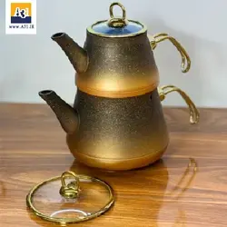 کتری و قوری گرانیتی شاهین رنگ مشکی طلایی - فروشگاه اینترنتی آ سی و یک